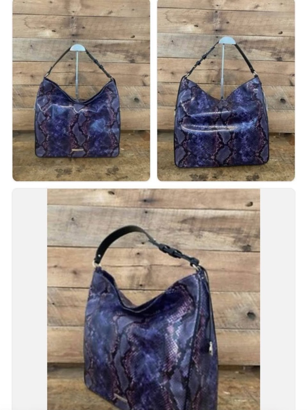 Purple Snake-Print Hobo Shoulder Bag